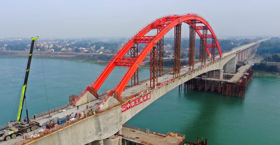 常益长高铁资水特大桥建设稳步推进