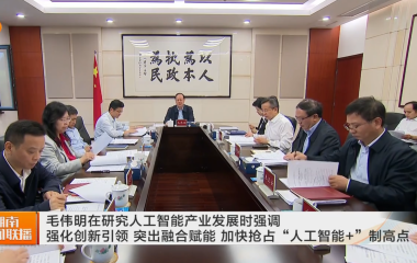 视频丨毛伟明在研究人工智能产业发展时...